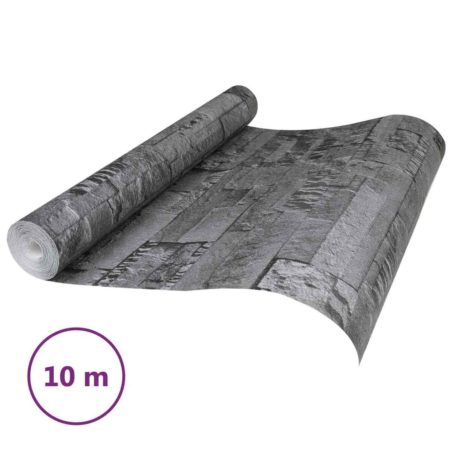 3D Stein Tapet Svart 10 x 0,53 m Non-Woven Stof