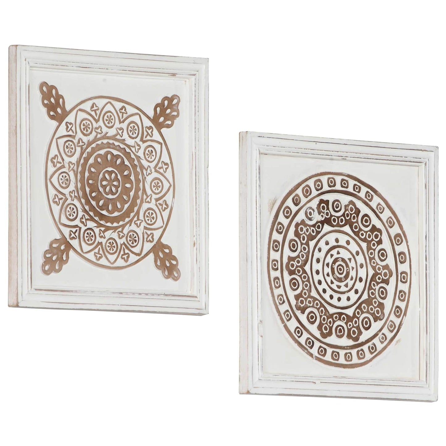 Kunst Dekor 2 pcs Brun og hvit 40 x 40 x 1,5 cm Konstruert tre