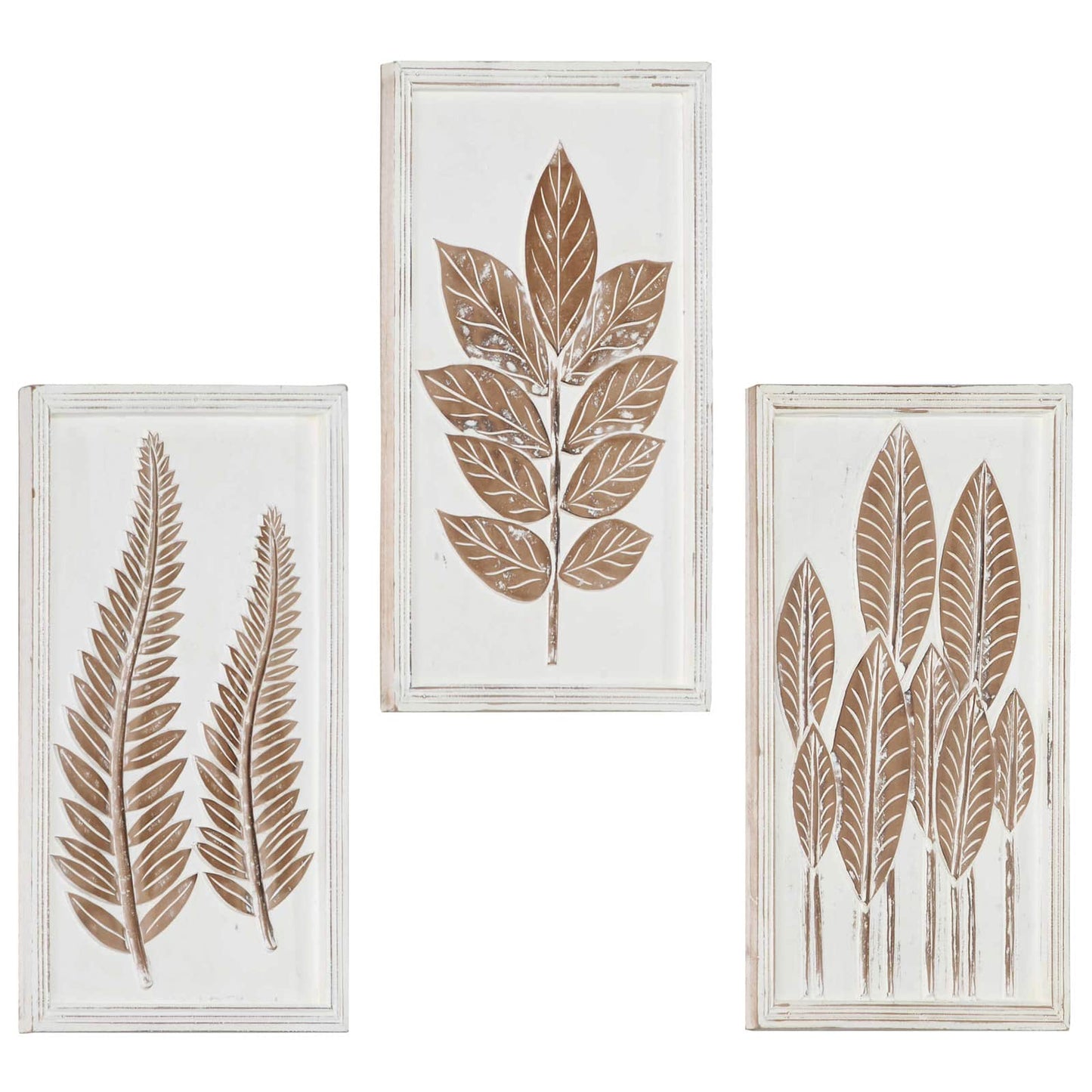 Kunst Dekor 3 pcs Brun og hvit 40 x 40 x 1,5 cm Konstruert tre