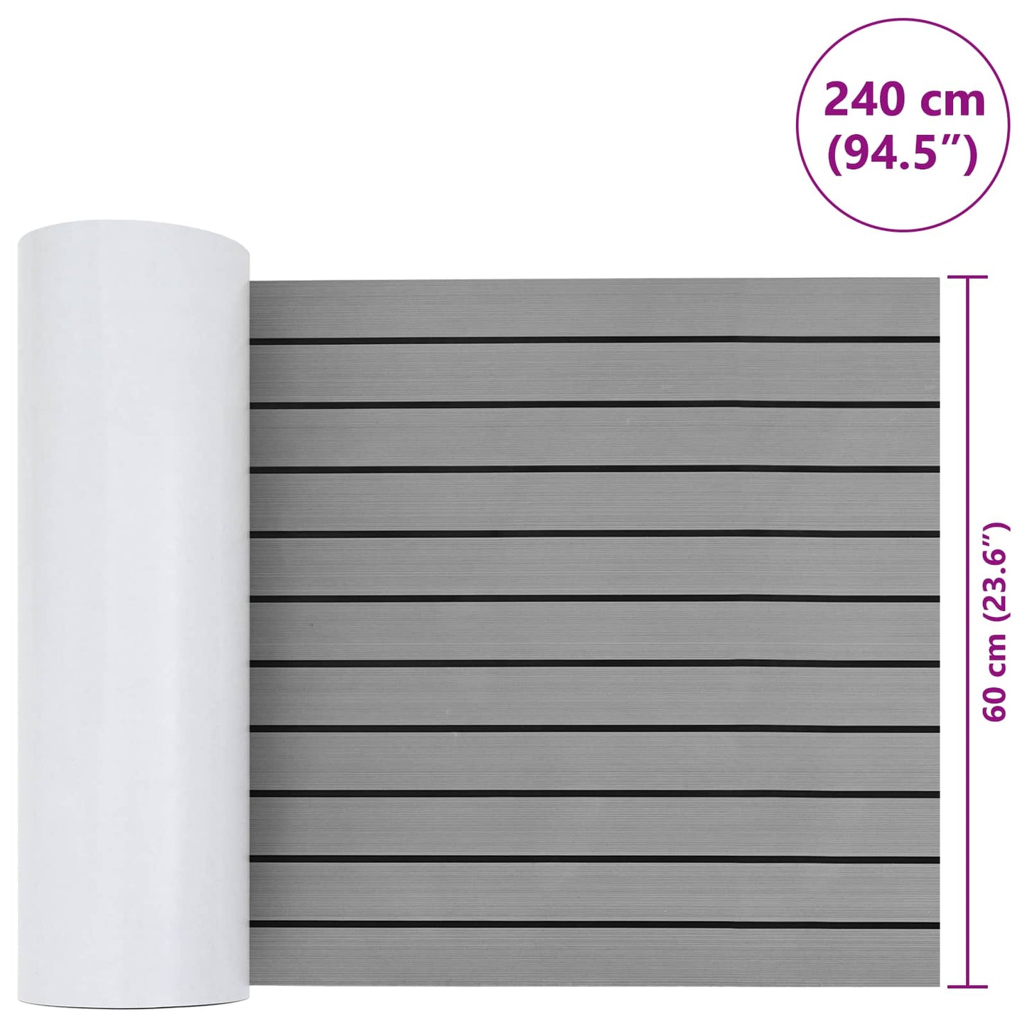 Båtmatt Stripete Lys Grå og Svart 240 x 60 cm EVA