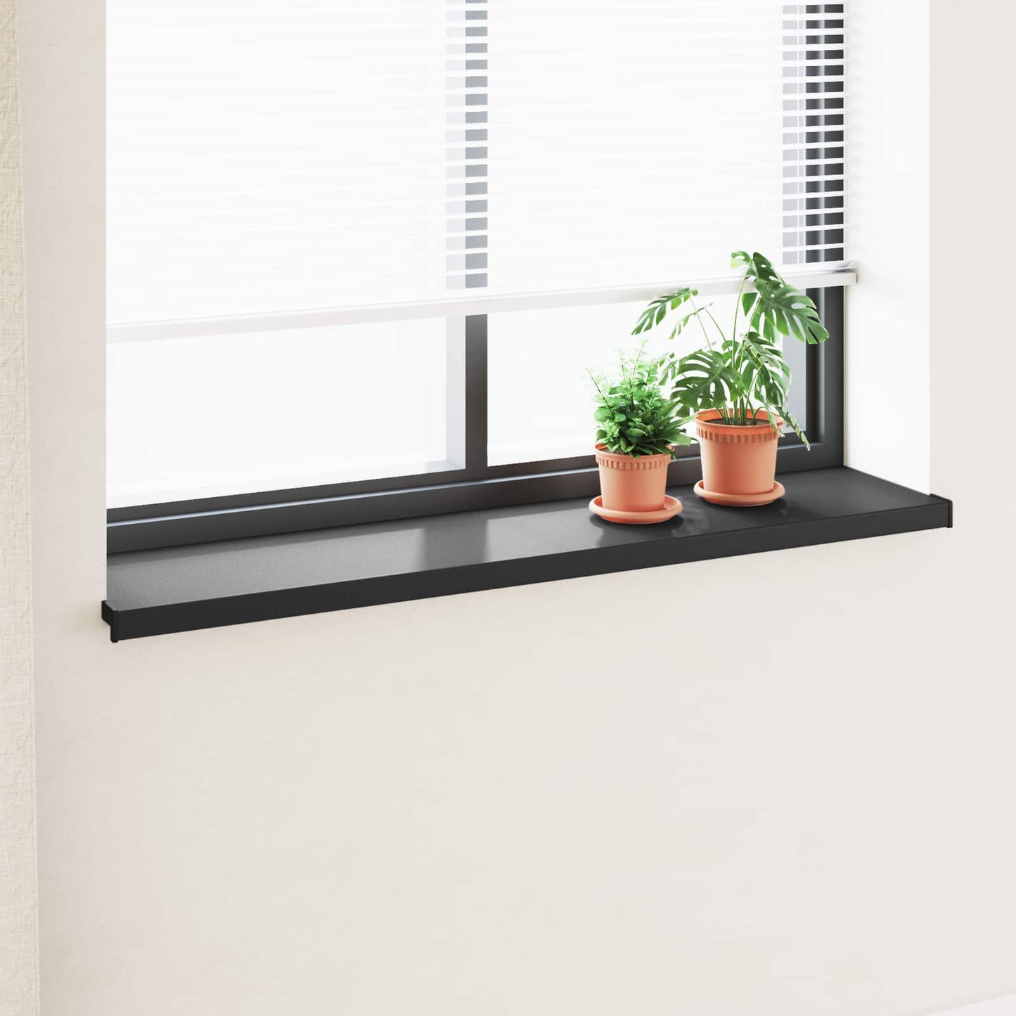 Vinduskarmer Svart med trestruktur 160 x 35 x 4,5 cm PVC