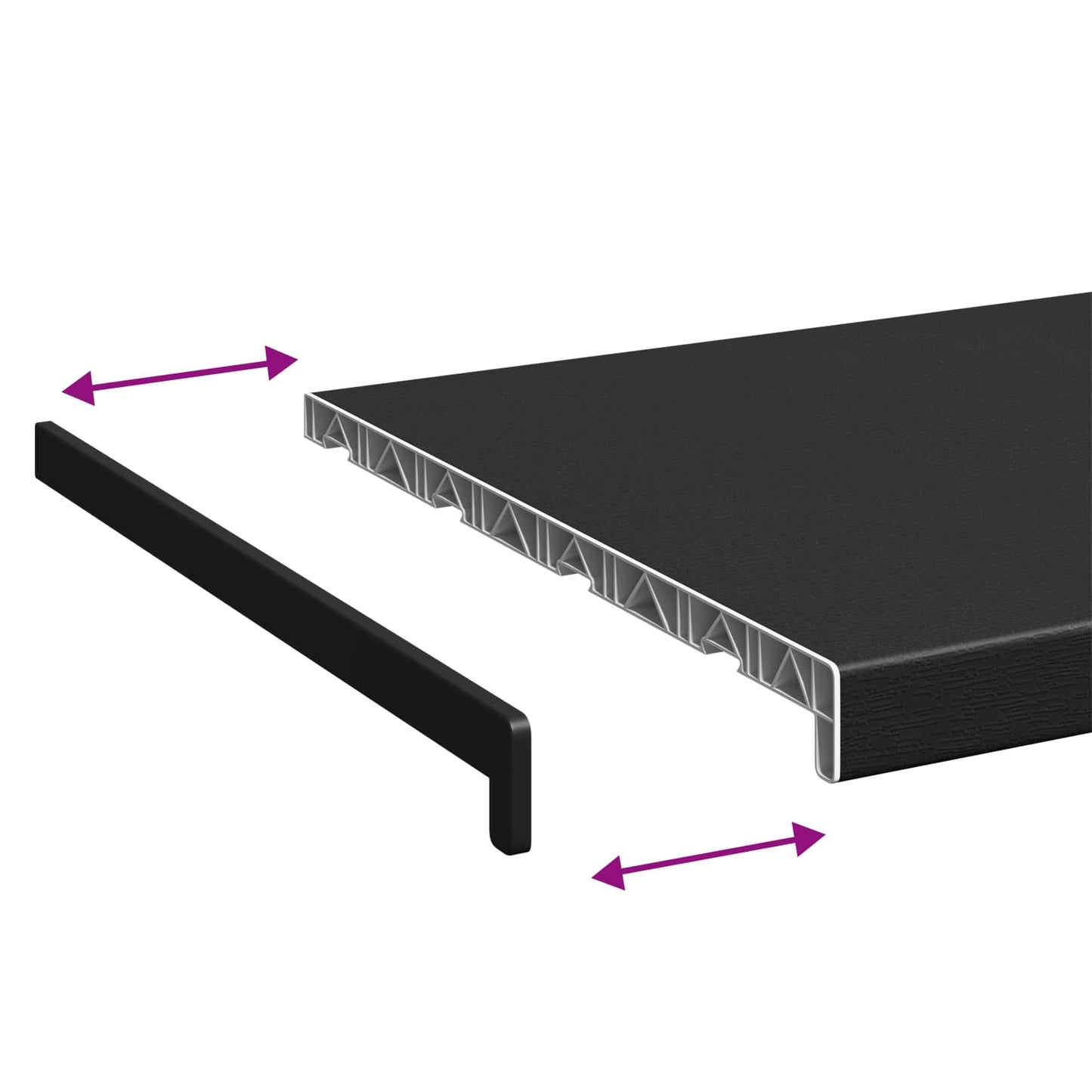 Vinduskarmer Svart med trestruktur 160 x 45 x 4,5 cm PVC