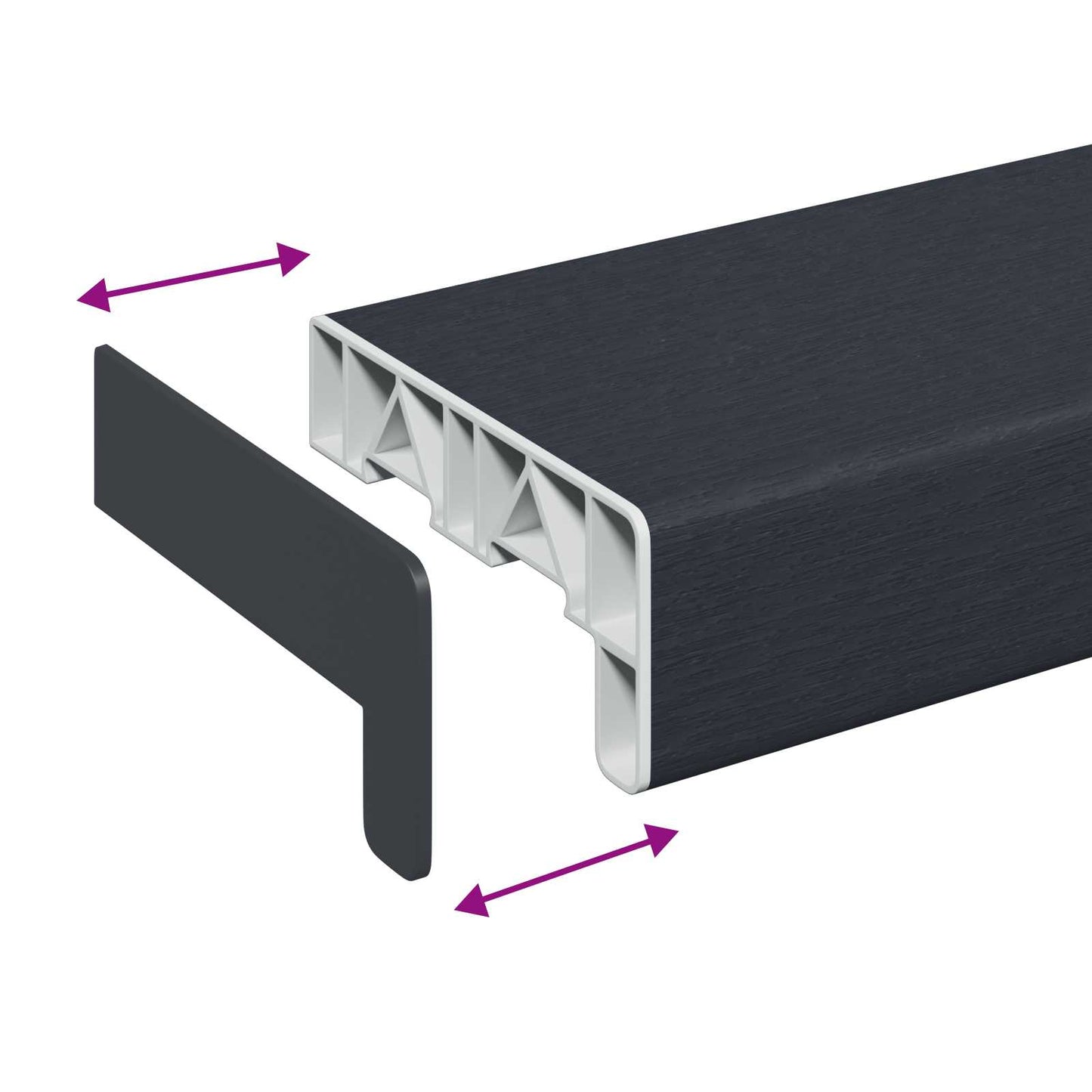 Vinduskarmer Anthracitt med trestruktur 140 x 15 x 4,5 cm PVC