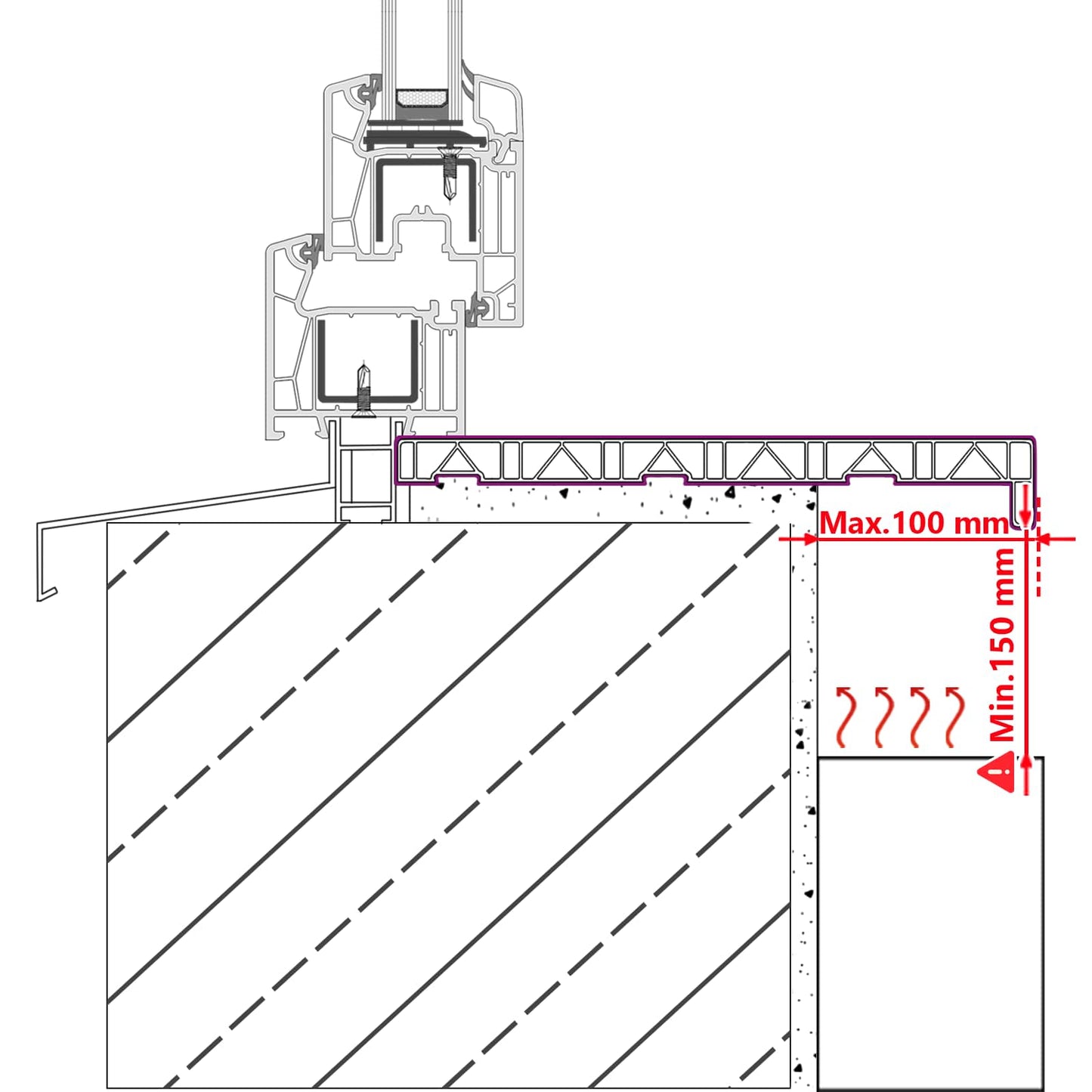 Vinduskarmer Anthracitt med trestruktur 100 x 30 x 4,5 cm PVC