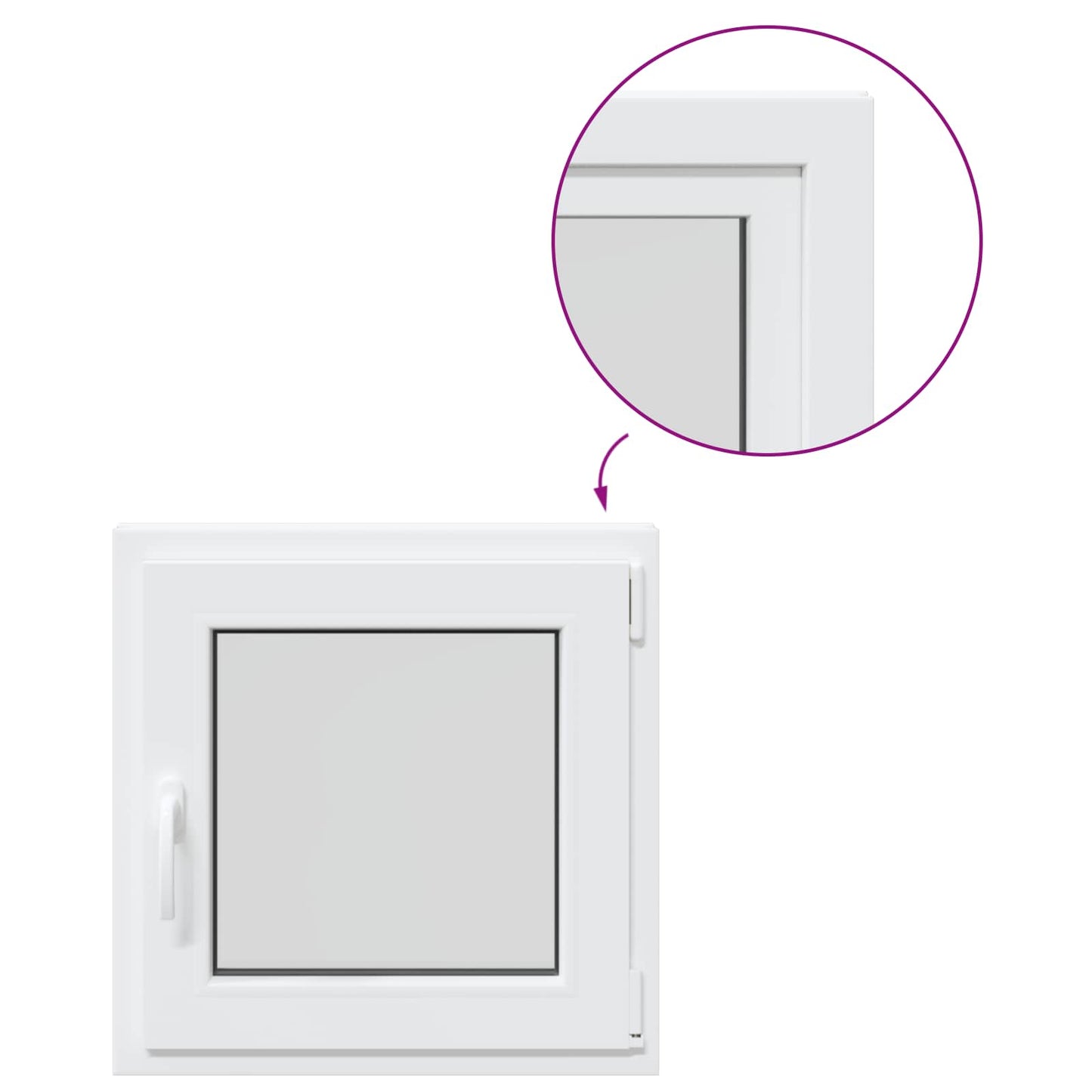 Tilt & Turn Kjeller Vindu RISOR 50 x 50 cm PVC og glass