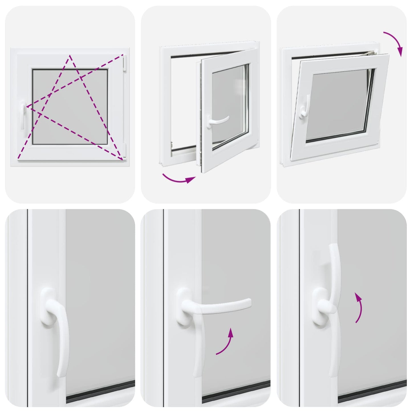 Tilt & Turn Kjeller Vindu RISOR 50 x 50 cm PVC og glass