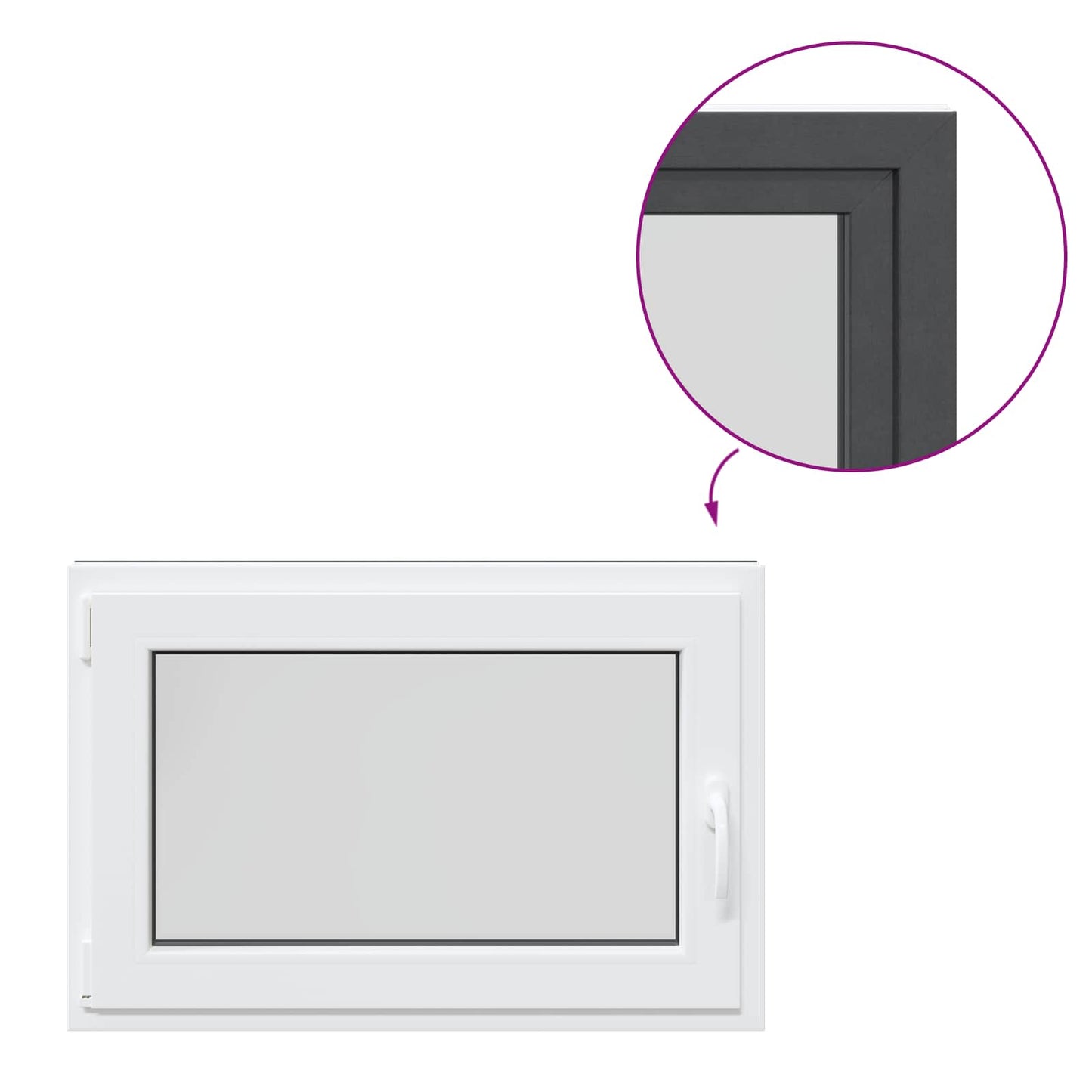 Kjølevindu RISOR 90 x 60 cm PVC og glass Antrasitt