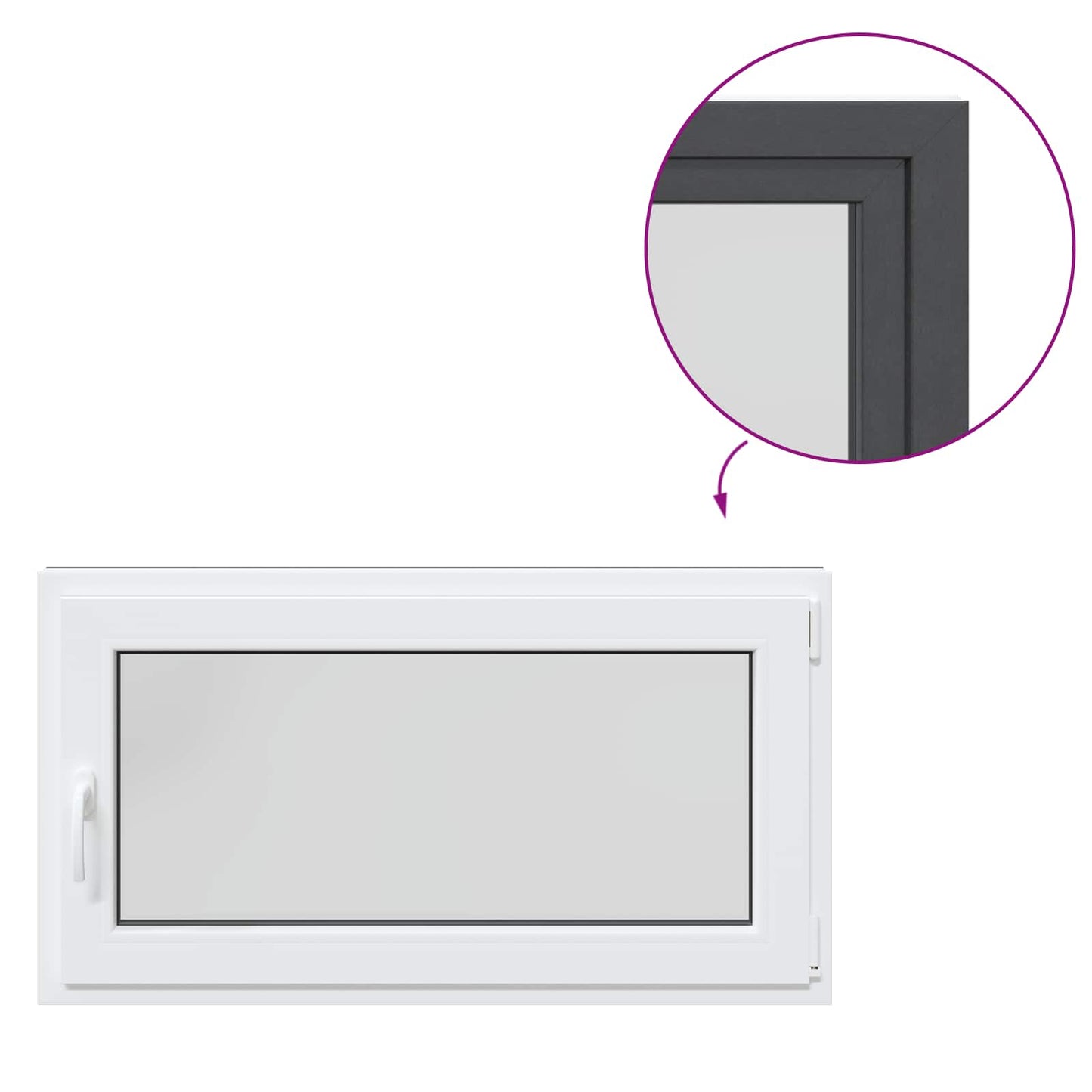 Kjølevindu RISOR 110 x 60 cm PVC og glass Antrasitt