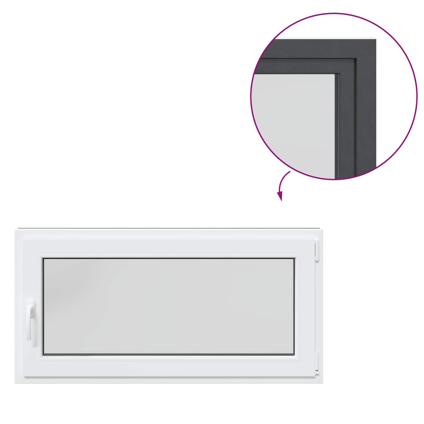 Kjølevindu RISOR 120 x 60 cm PVC og glass Antrasitt