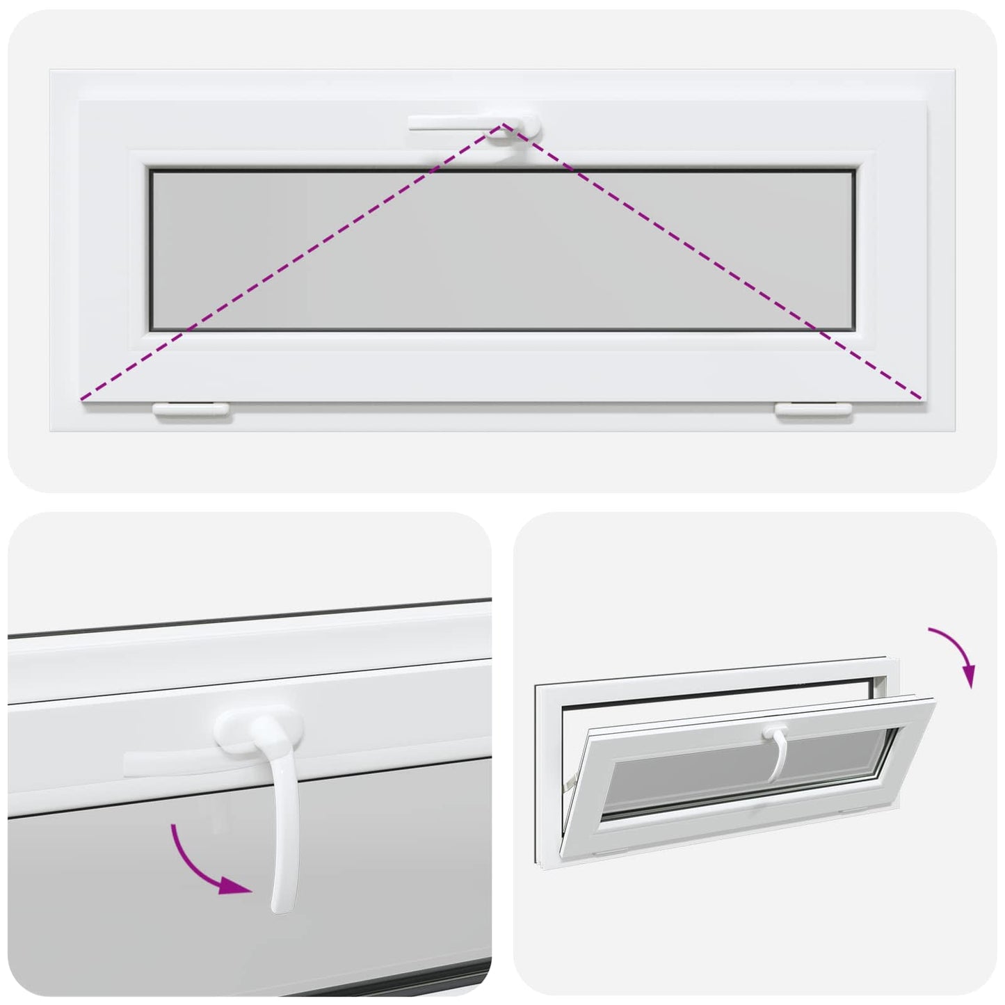 Kjølevindu RISOR 100 x 40 cm PVC og glass Antrasitt