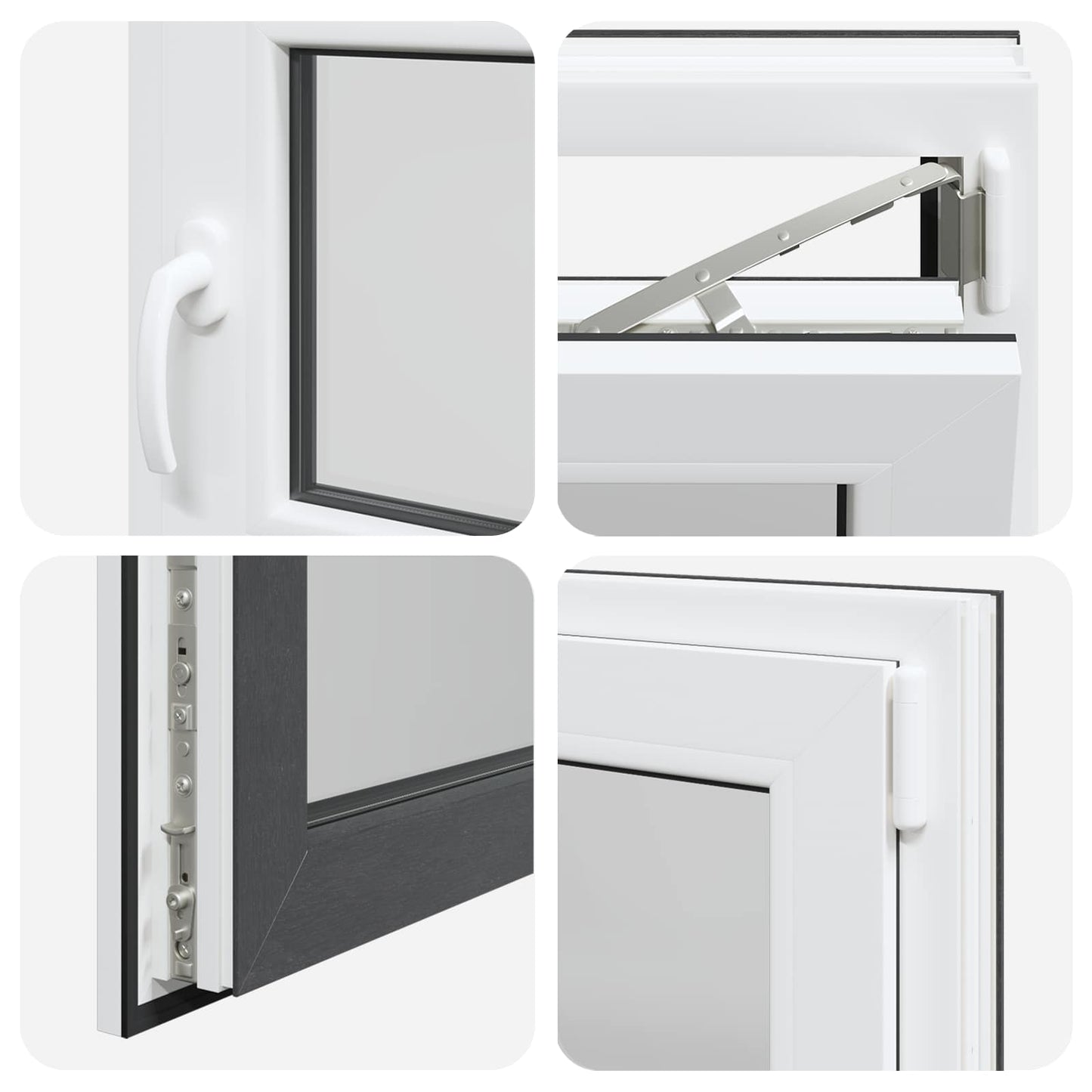 Kjølevindu RISOR 60 x 60 cm PVC og glass Antrasitt