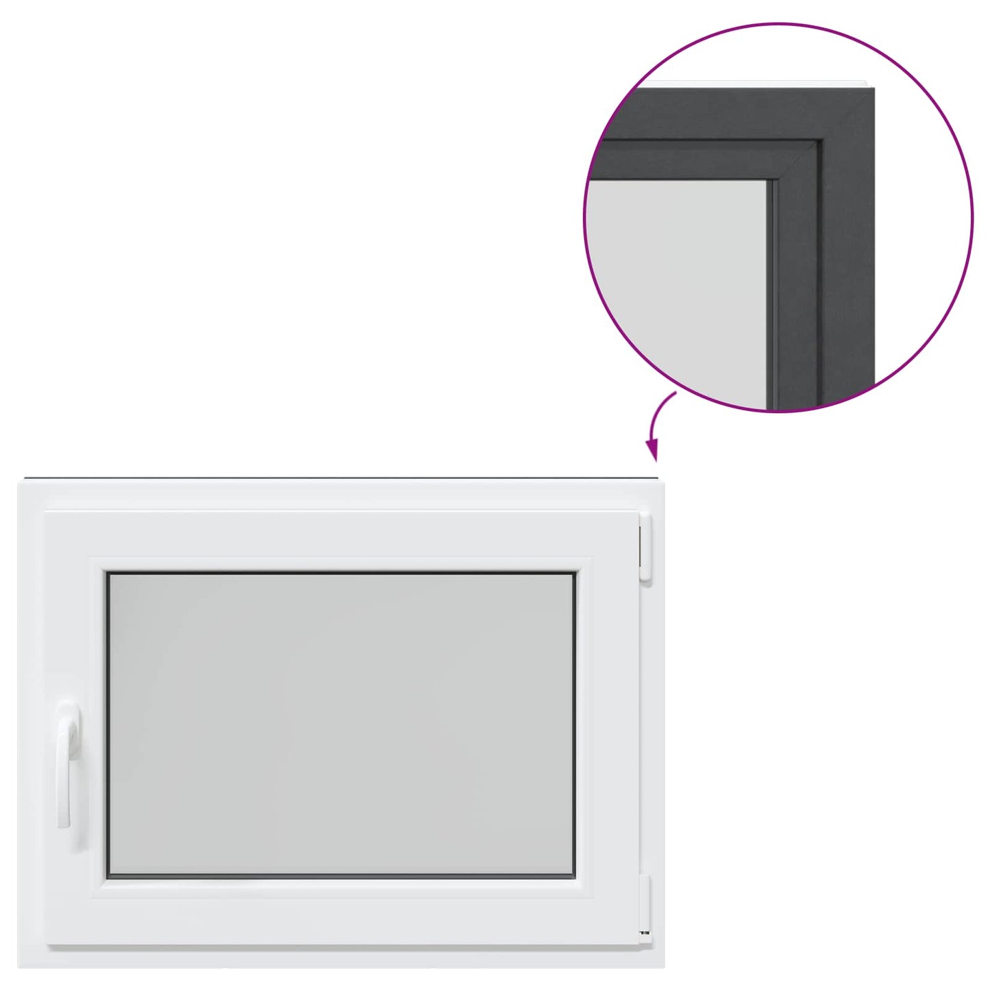 Kjølevindu RISOR 80 x 60 cm PVC og glass Antrasitt