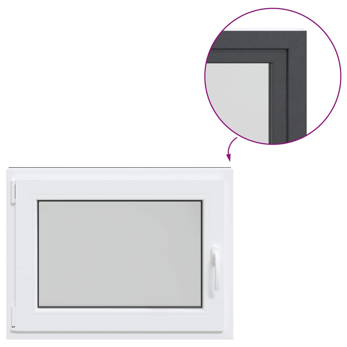 Kjølevindu RISOR 80 x 70 cm PVC og glass Antrasitt