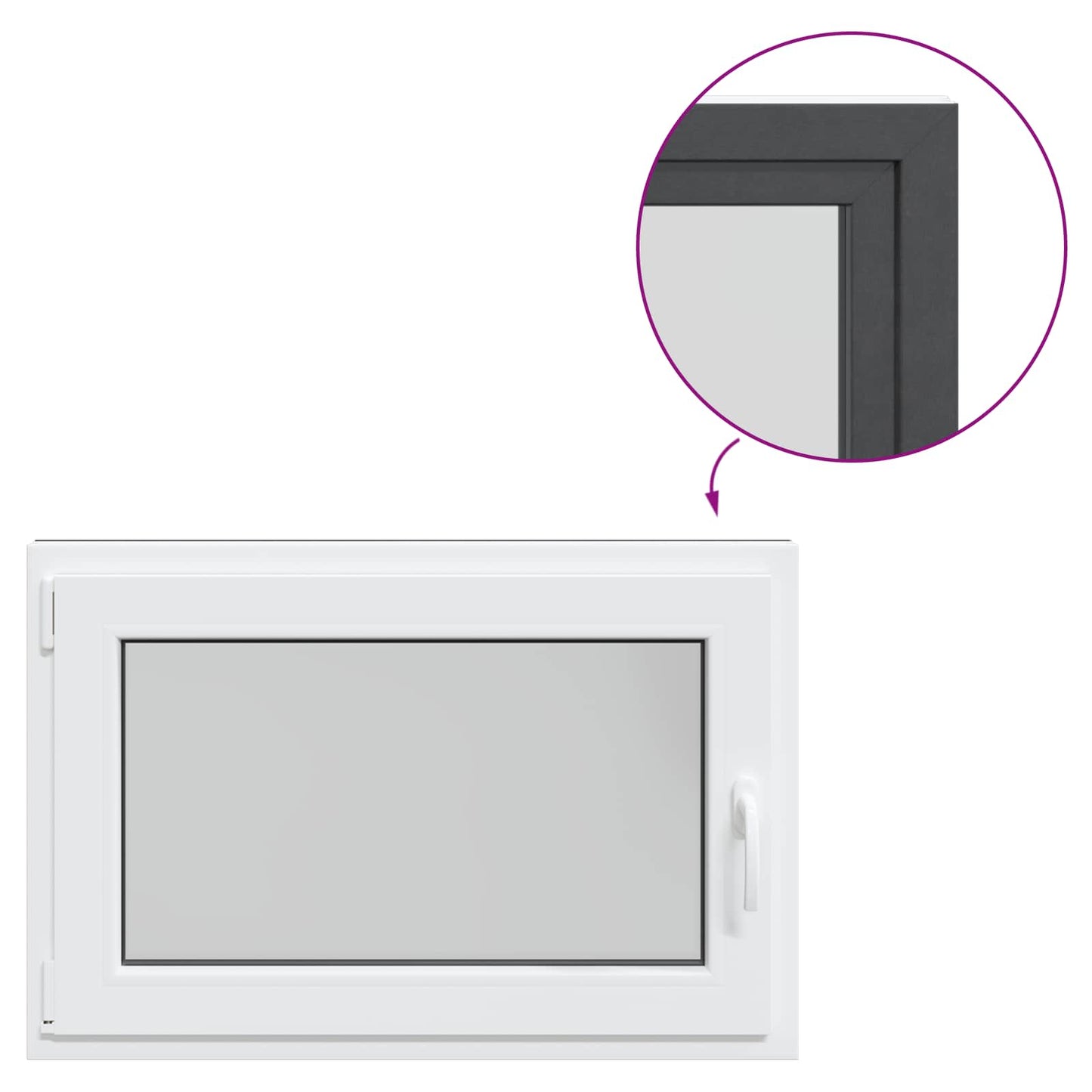 Kjølevindu RISOR 90 x 50 cm PVC og glass Antrasitt