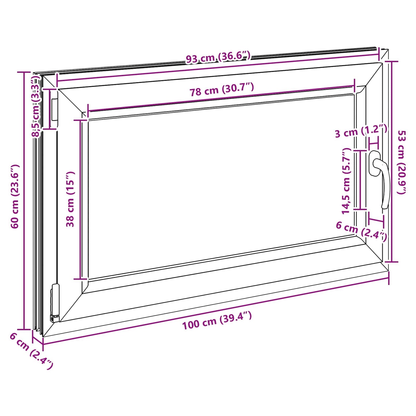 Kjølevindu RISOR 100 x 60 cm PVC og glass Antrasitt