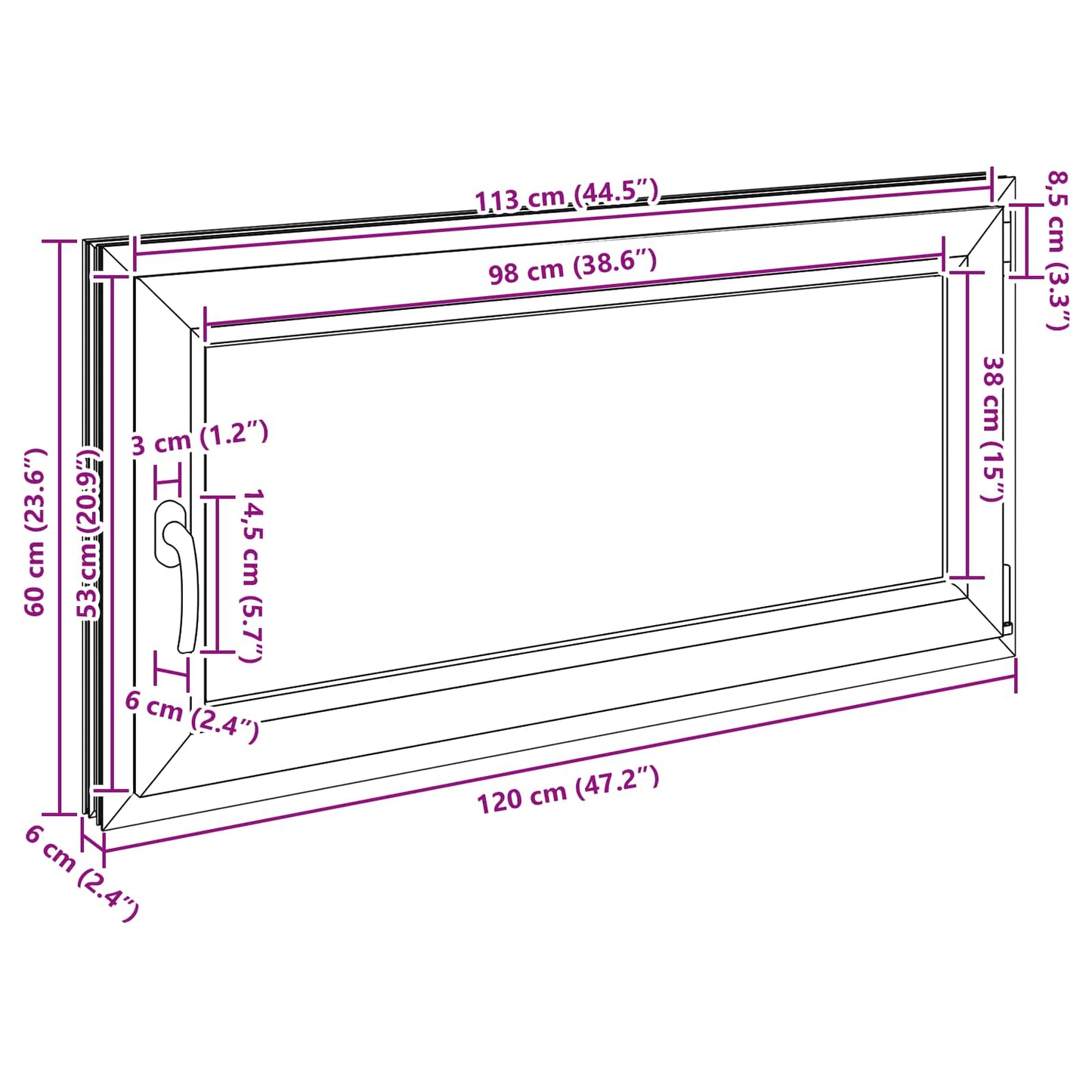 Kjølevindu RISOR 120 x 60 cm PVC og glass Antrasitt