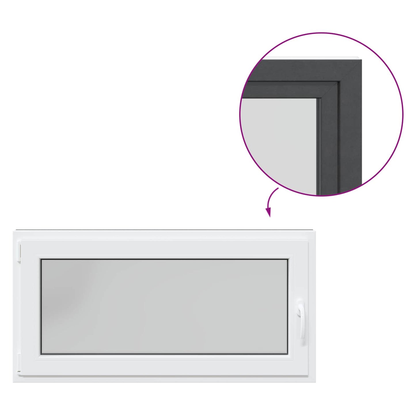 Kjølevindu RISOR 120 x 60 cm PVC og glass Antrasitt