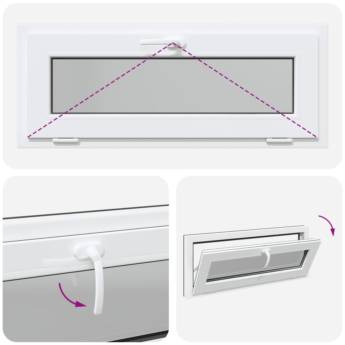 Kjølevindu RISOR 100 x 40 cm PVC og glass Antrasitt