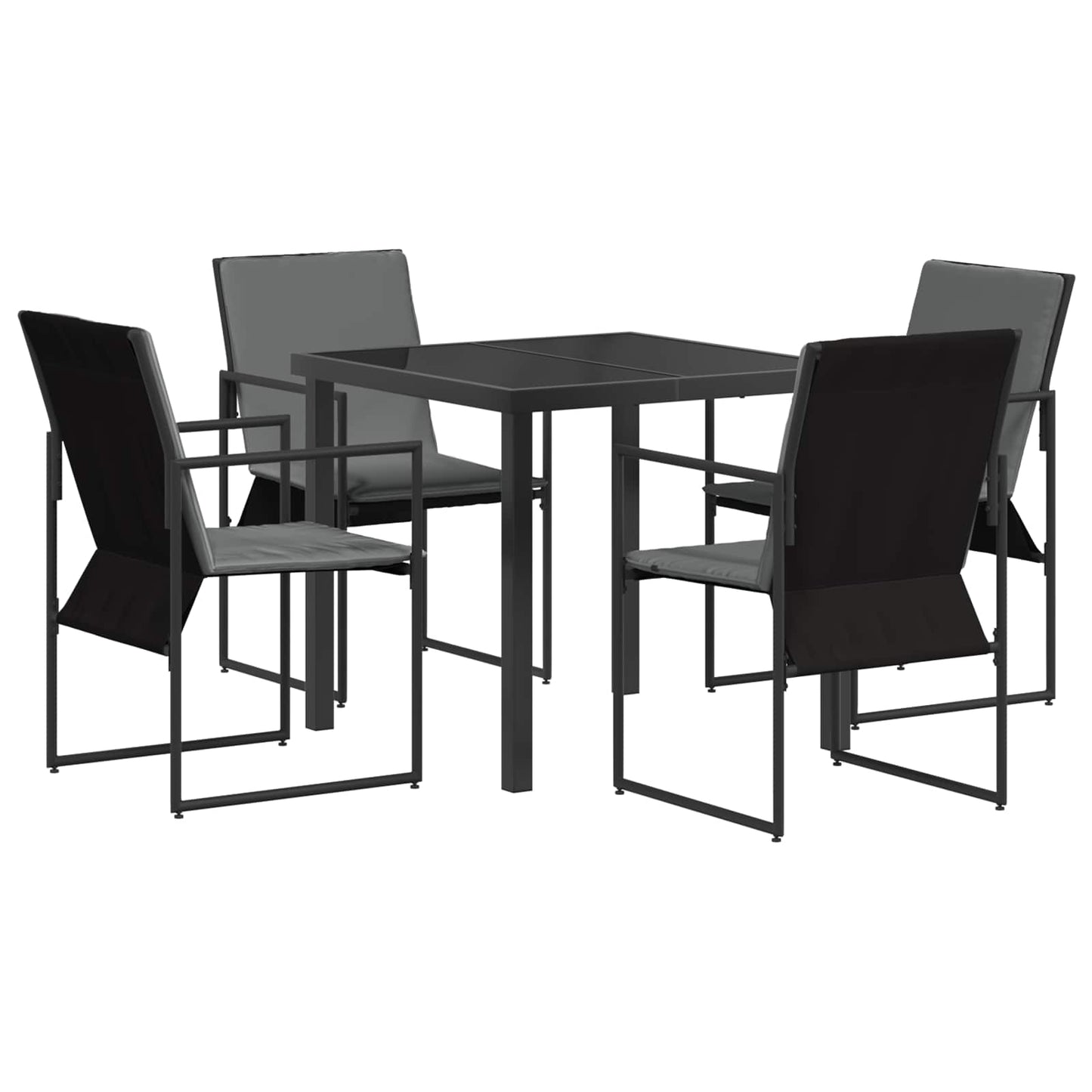 Hage Spisegruppe 5 pcs Svart og Anthracite 80 x 80 x 73 cm