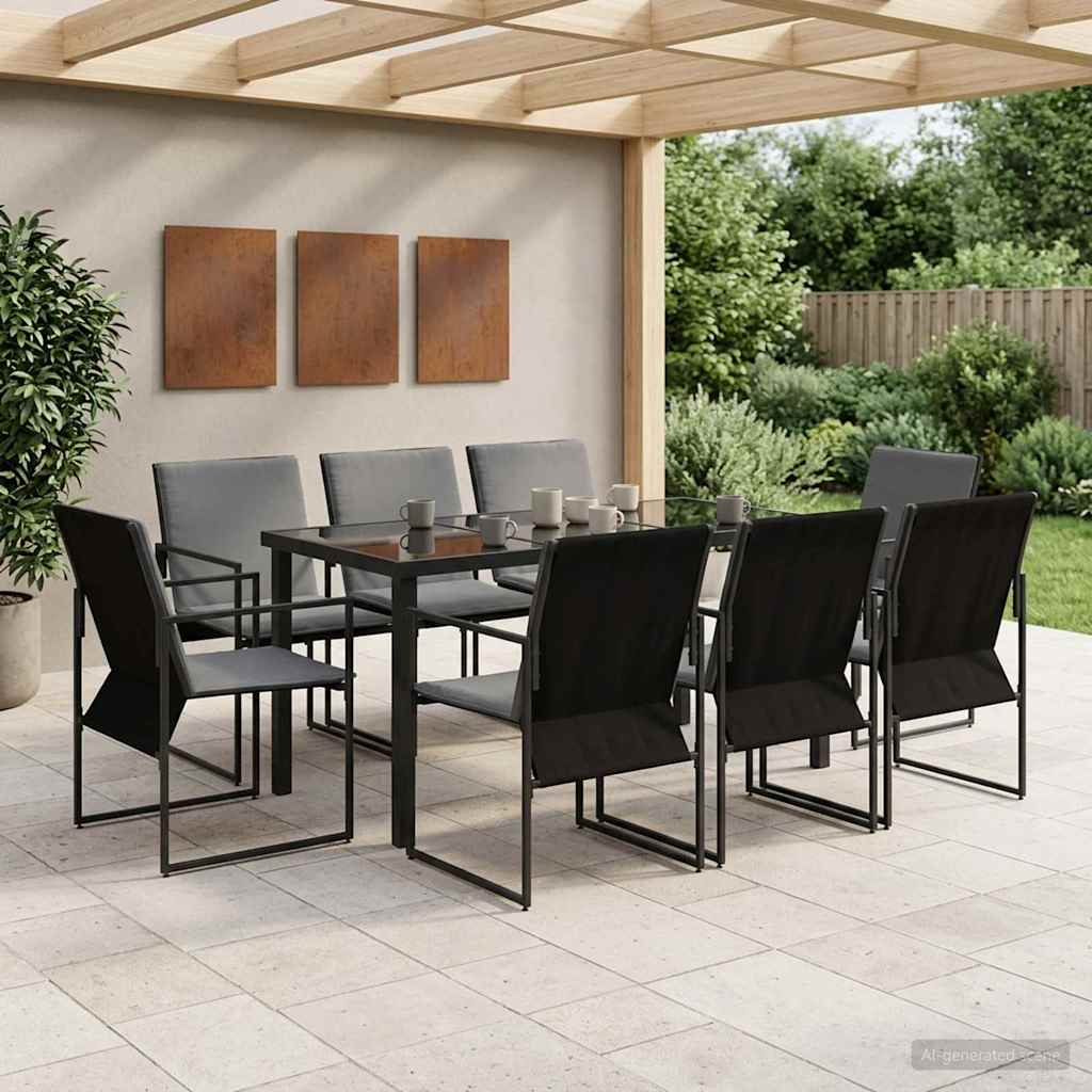 Hage Spisegruppe 9 pcs Svart og Anthracite 160 x 80 x 73 cm