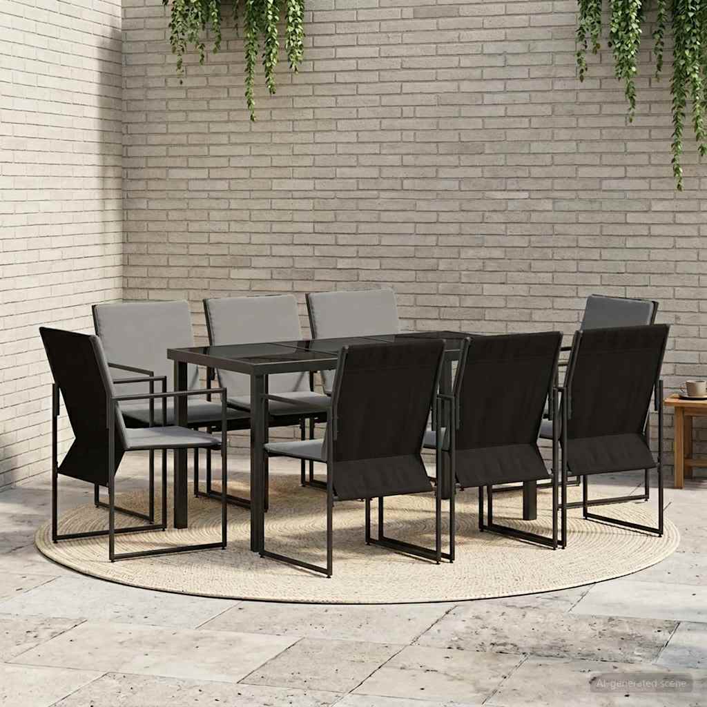 Hage Spisegruppe 9 pcs Svart og Anthracite 160 x 80 x 73 cm