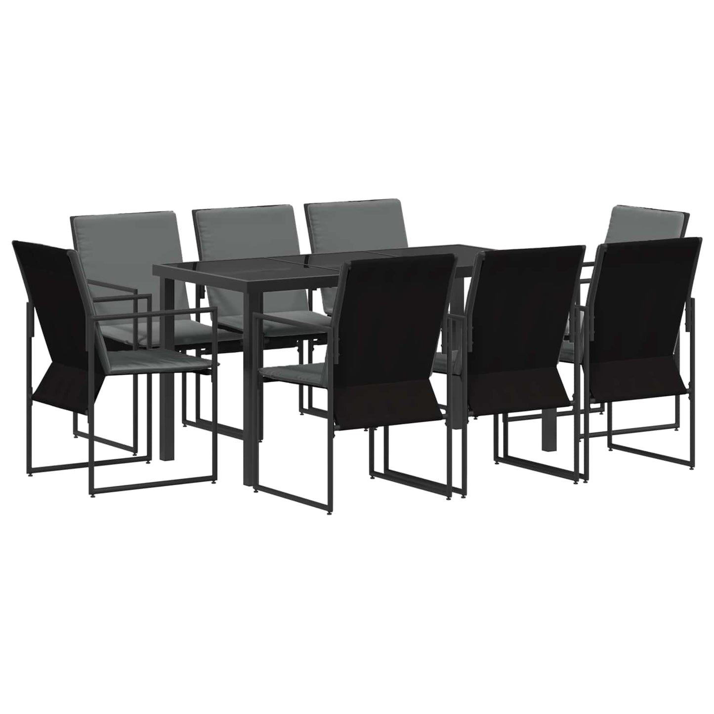Hage Spisegruppe 9 pcs Svart og Anthracite 160 x 80 x 73 cm