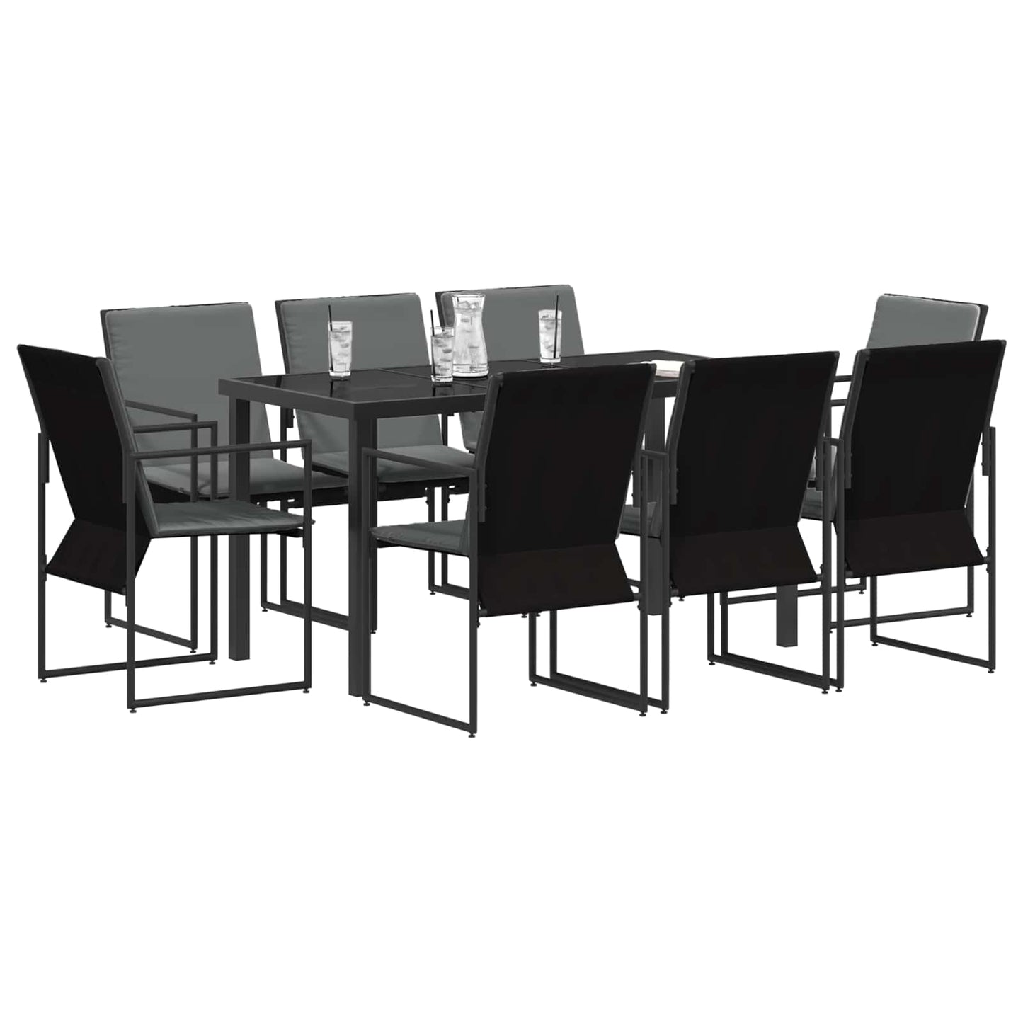 Hage Spisegruppe 9 pcs Svart og Anthracite 160 x 80 x 73 cm
