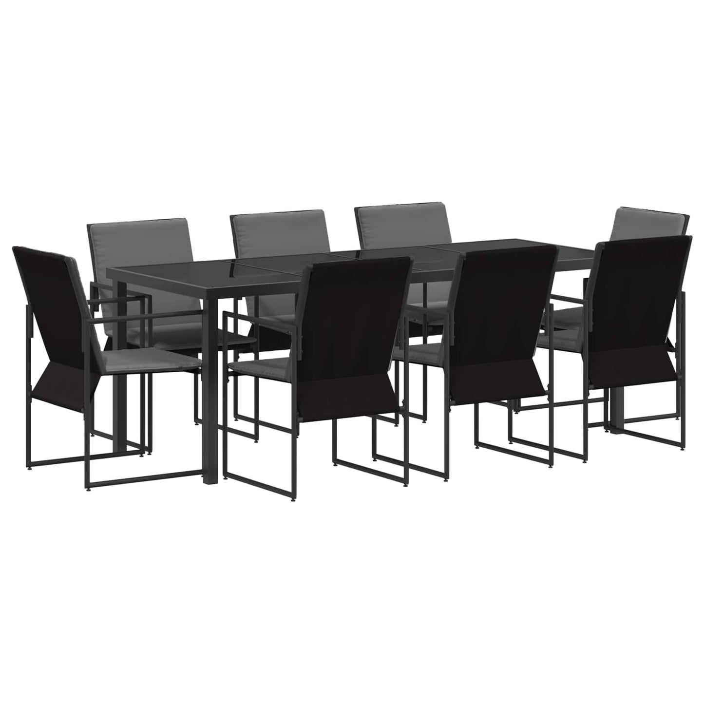 Hage Spisegruppe 9 pcs Svart og Anthracite 200 x 80 x 73 cm