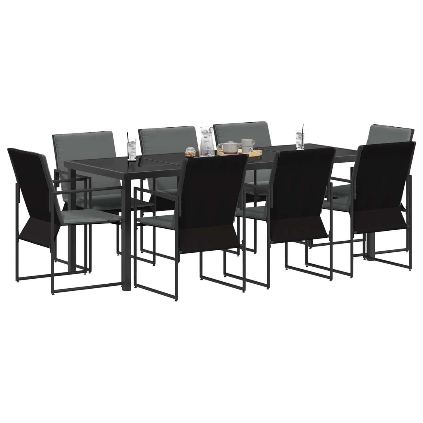 Hage Spisegruppe 9 pcs Svart og Anthracite 200 x 80 x 73 cm
