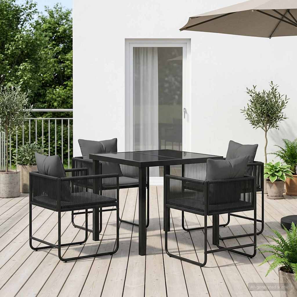 Hage Spisegruppe 5 pcs Svart og Anthracite 80 x 80 x 73 cm