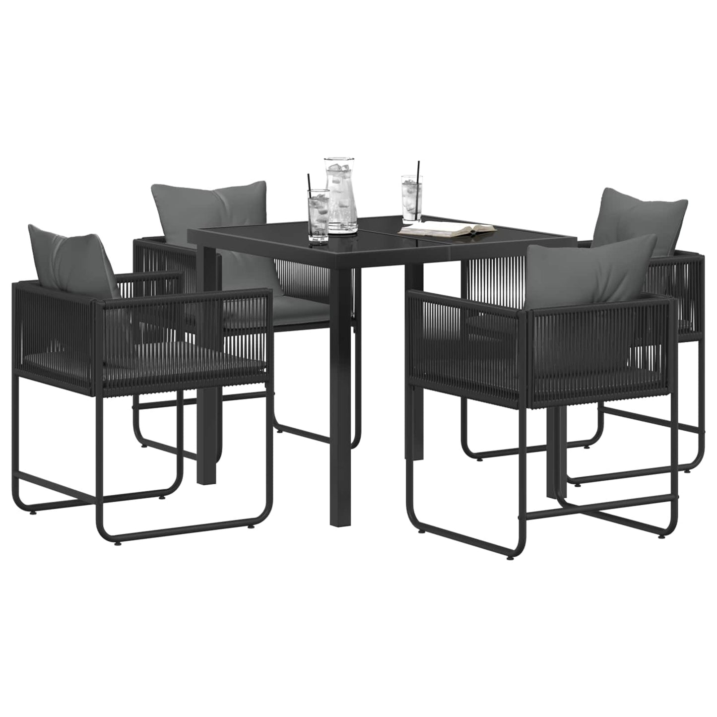 Hage Spisegruppe 5 pcs Svart og Anthracite 80 x 80 x 73 cm