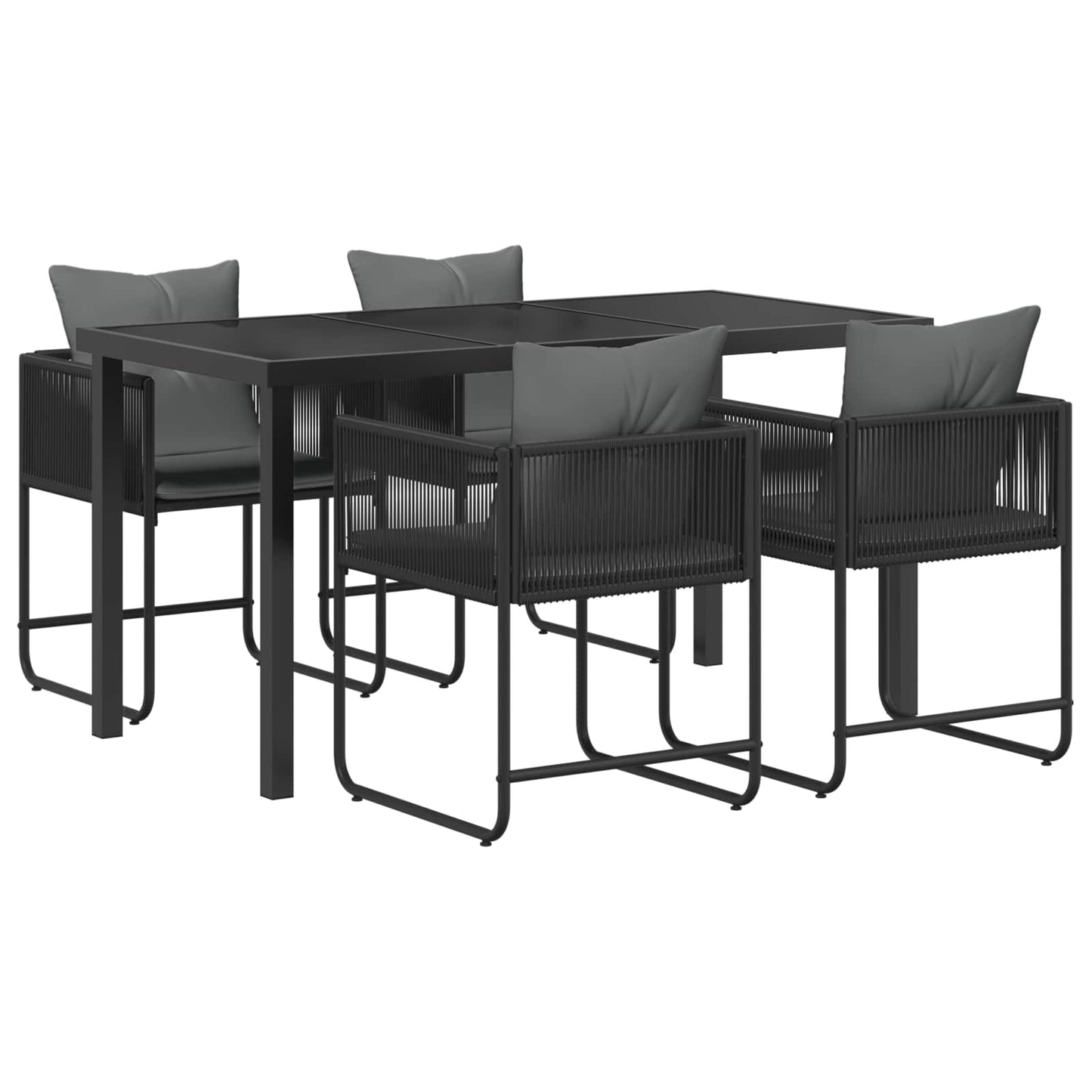 Hage Spisegruppe 5 pcs Svart og Anthracite 140 x 80 x 73 cm