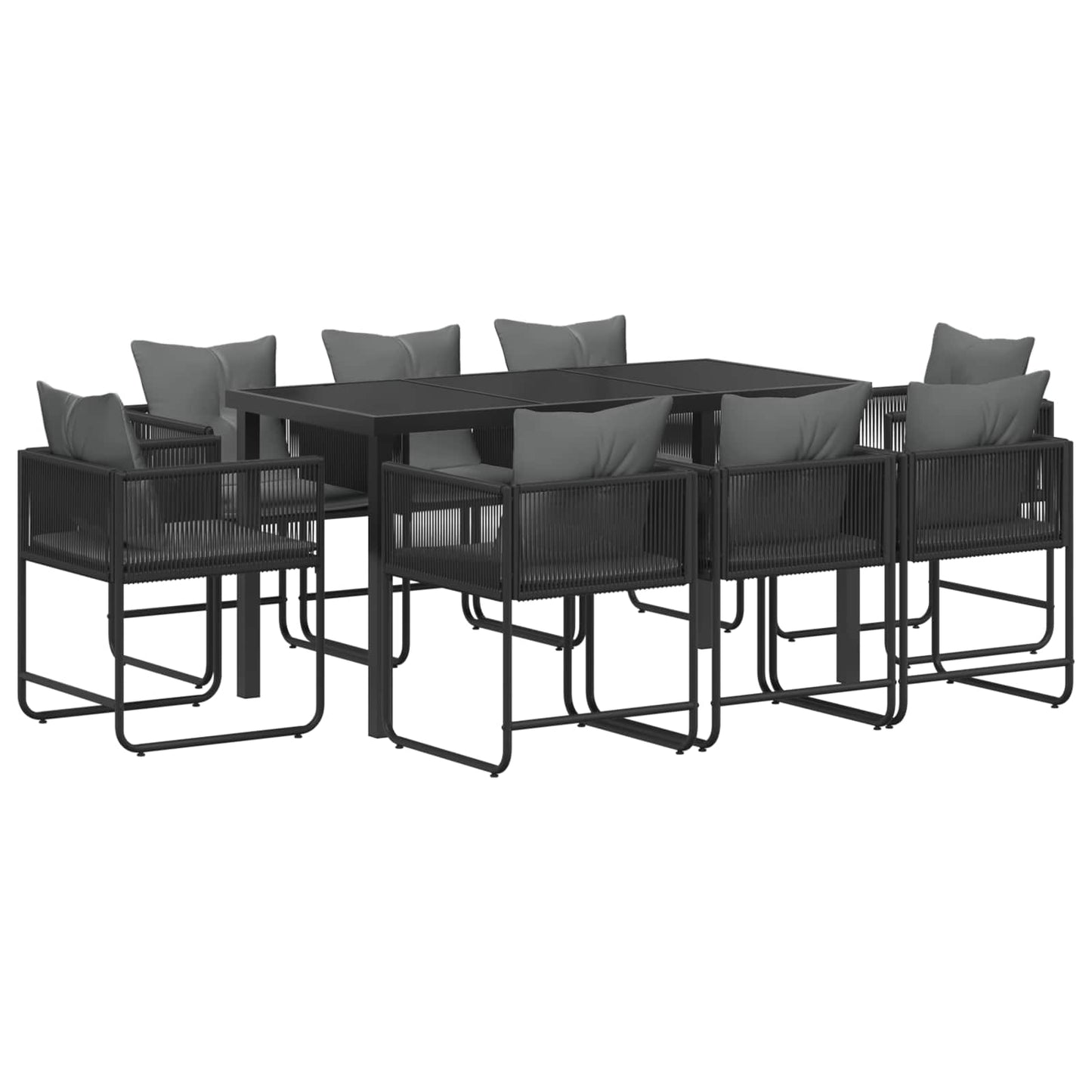 Hage Spisegruppe 9 pcs Svart og Anthracite 160 x 80 x 73 cm
