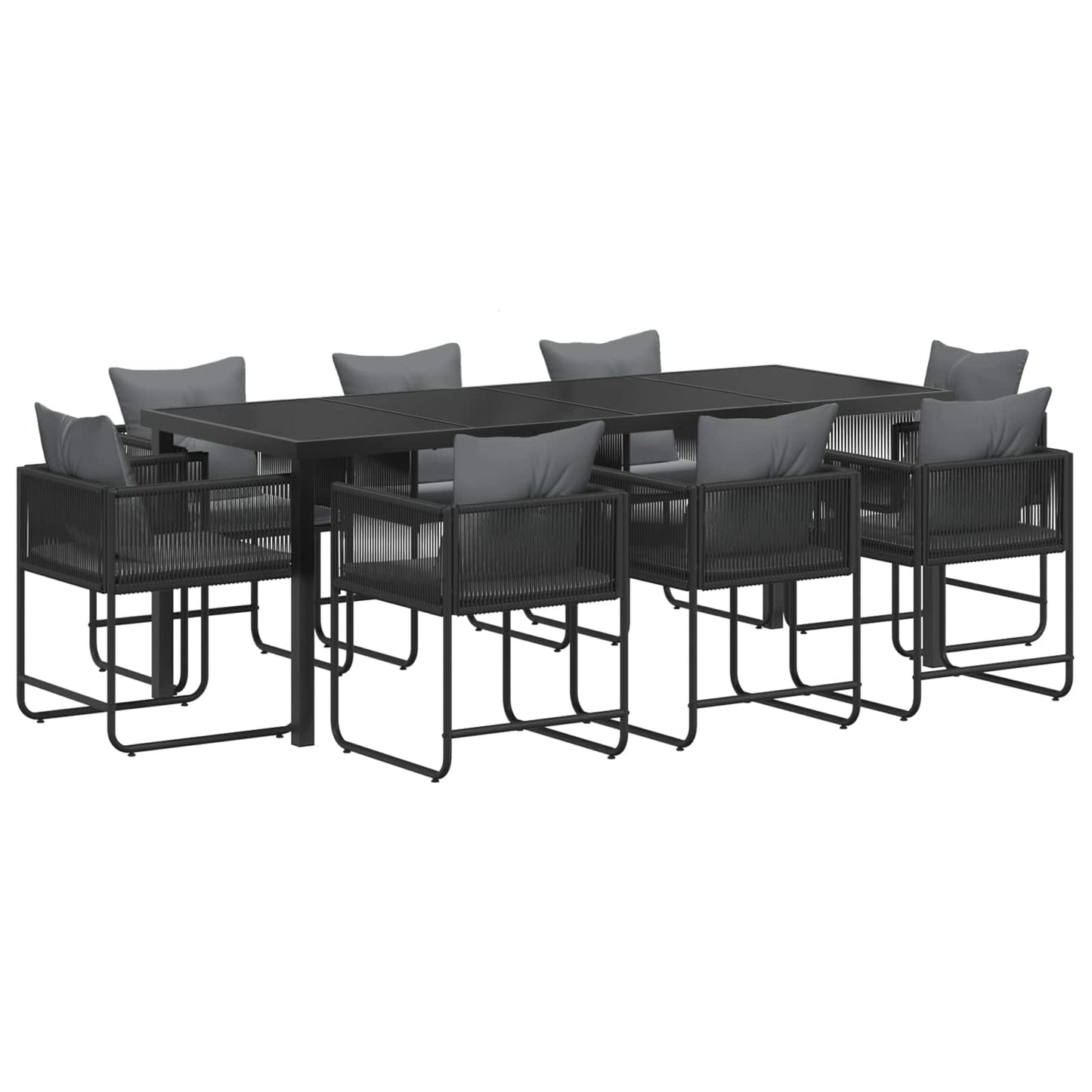 Hage Spisegruppe 9 pcs Svart og Anthracite 200 x 80 x 73 cm