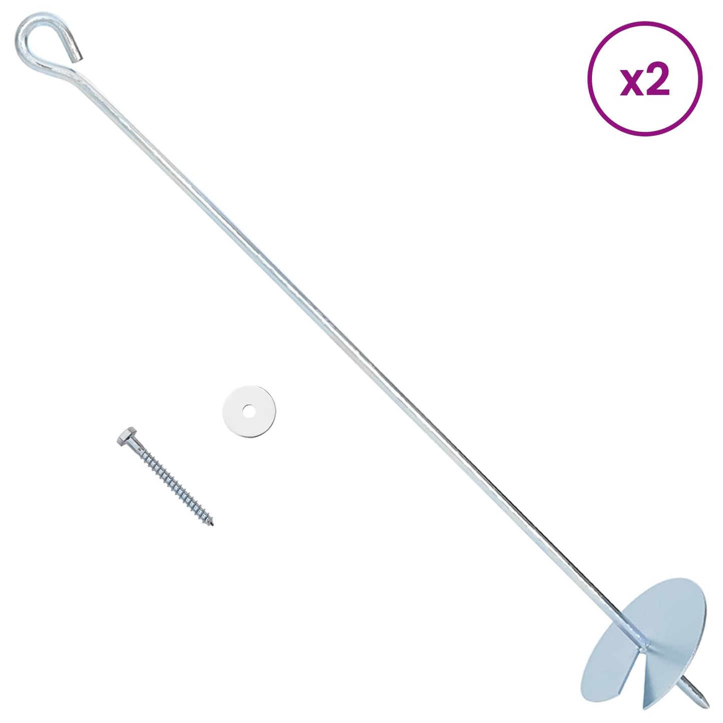 Jordanker 2 pcs Sølv Ø10 x 60 cm Galvanisert metall