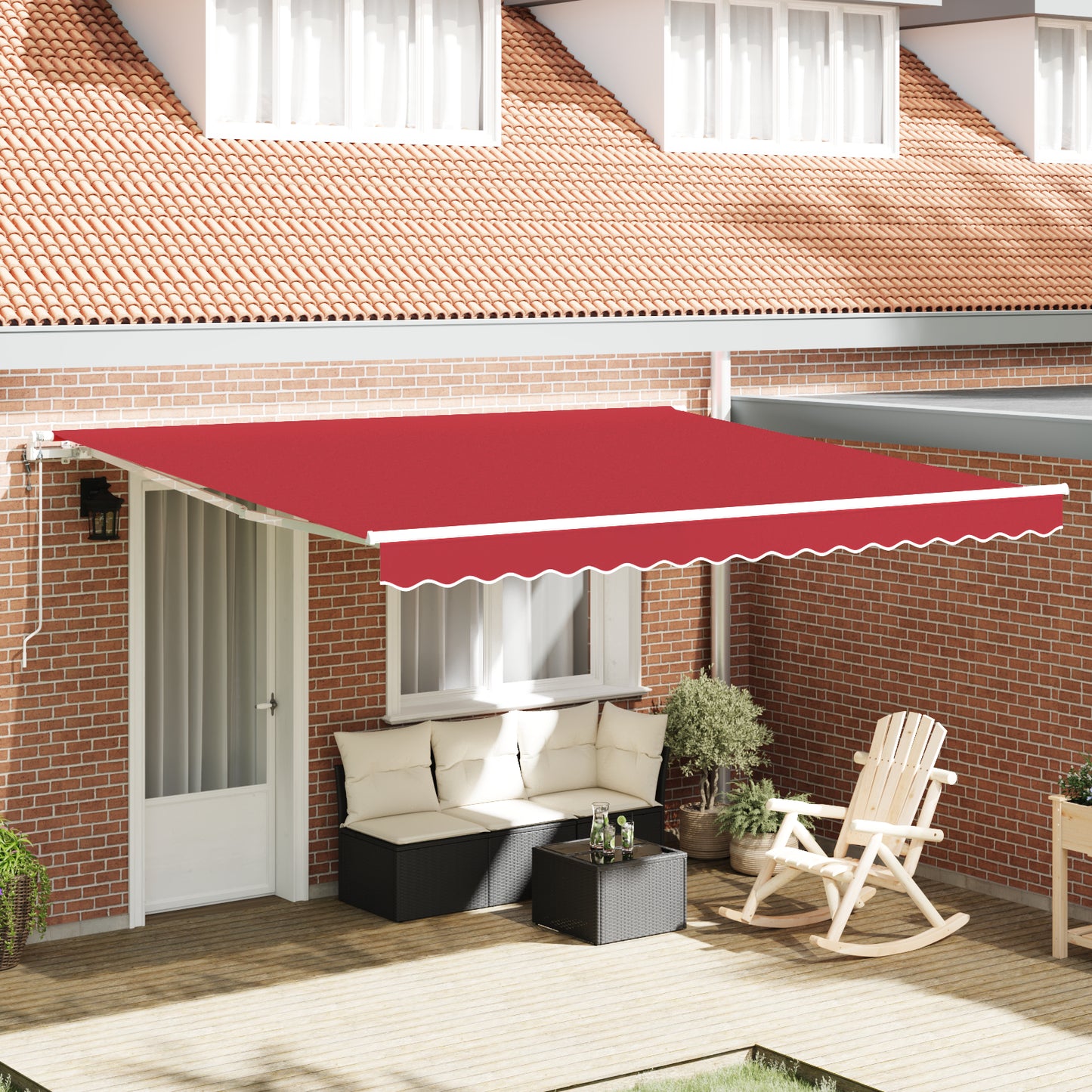 Uttrekkbar markise Rød 400 × 300 cm Stoff og Aluminium