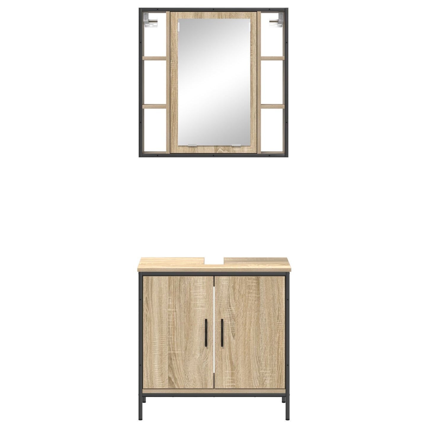 Baderomsinnredningssett med hylle 2 pcs Brun Konstruert tre