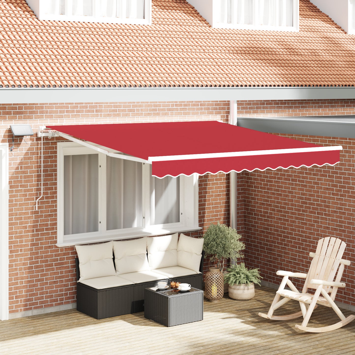 Uttrekkbar markise Rød 300 x 250 cm Stoff og Aluminium