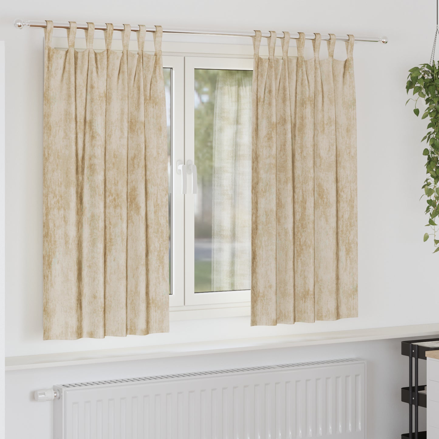 Fløyel Gardiner med gardiner 2 pcs Krem 175 x 140 cm Fløyel