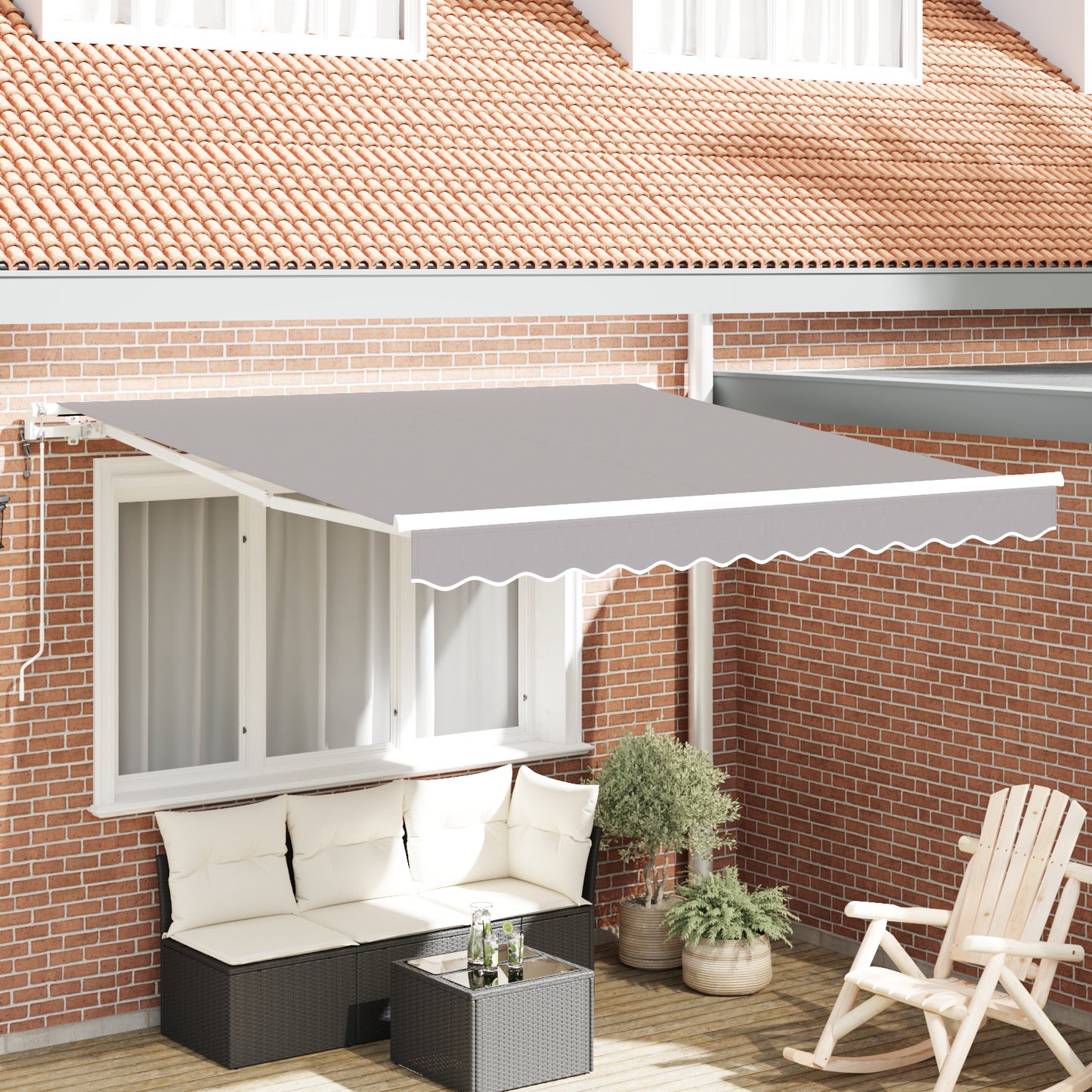 Uttrekkbar markise Lysegrå 300 x 250 cm Stoff og Aluminium