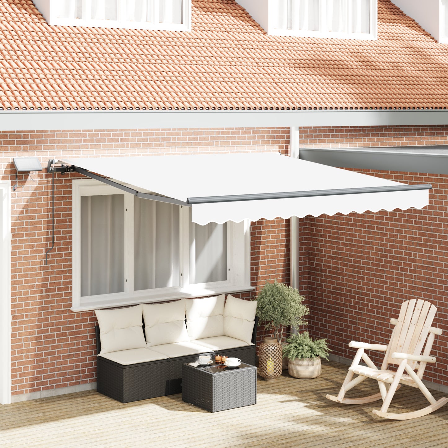 Uttrekkbar markise Hvit 350 x 250 cm Stoff og Aluminium
