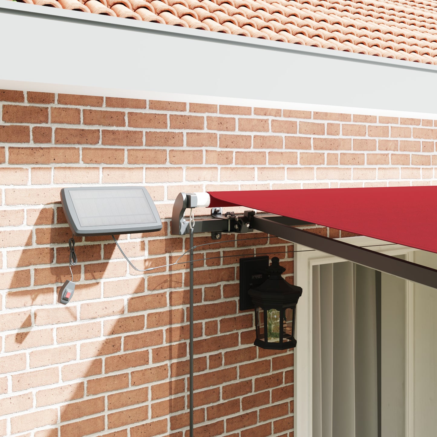 Uttrekkbar markise Rød 400 × 300 cm Stoff og Aluminium