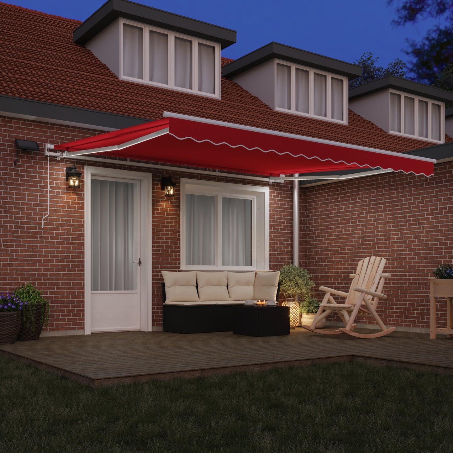 Uttrekkbar markise Rød 400 × 300 cm Stoff og Aluminium