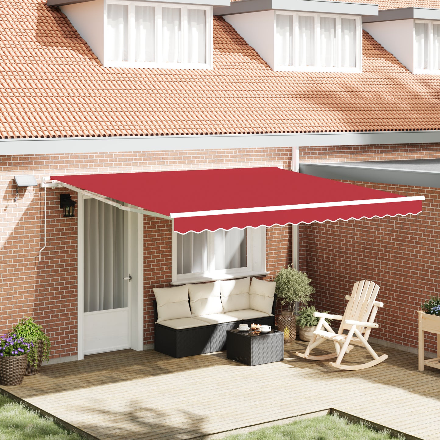 Uttrekkbar markise Rød 400 × 300 cm Stoff og Aluminium