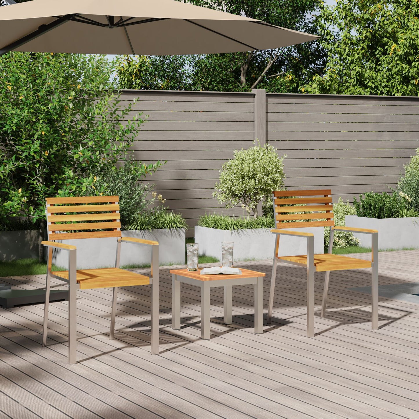 Hage Spisegruppe 3 pcs Brun Solid akasietre