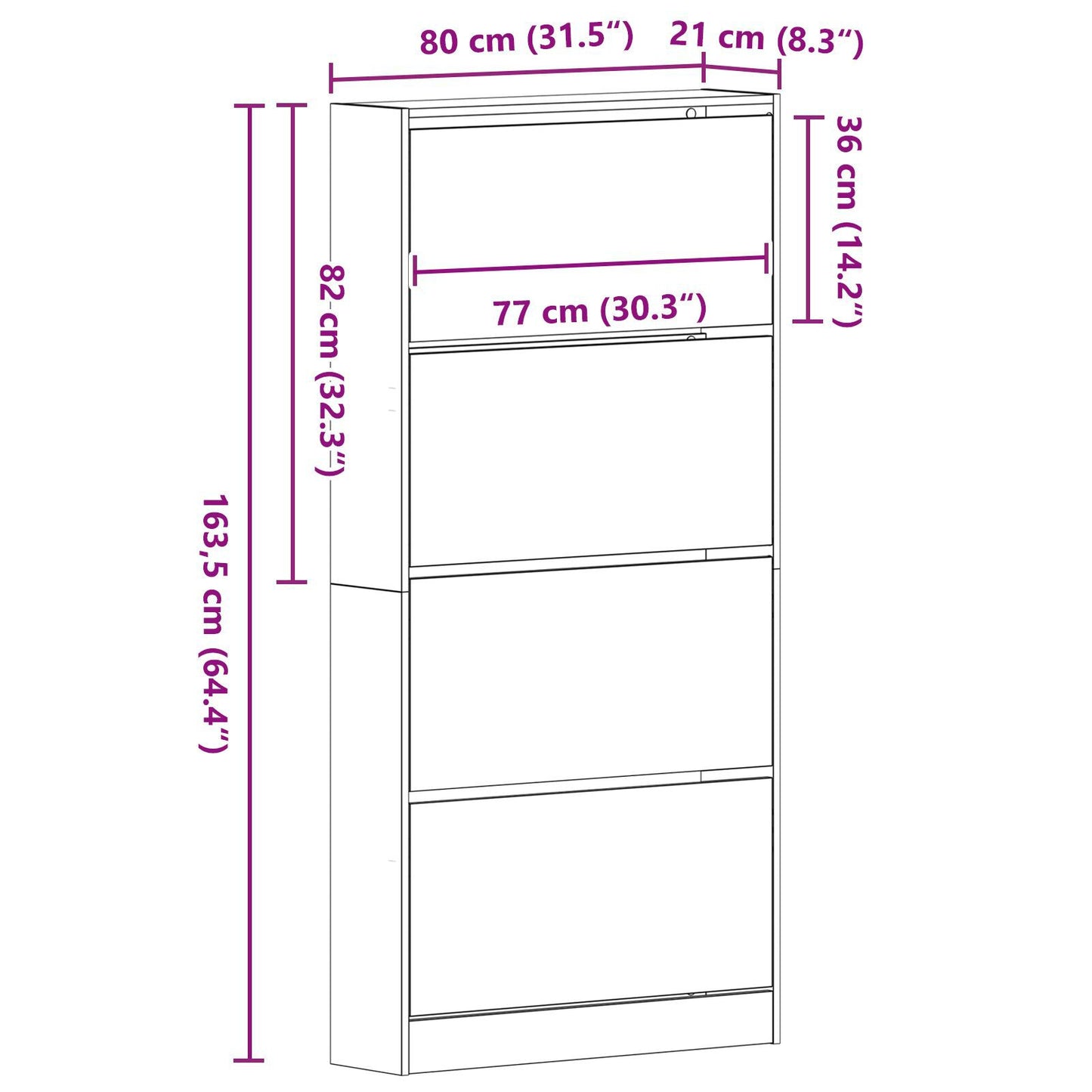 Sko Skap 80 x 21 x 163,5 cm Konstruert tre Svart Eik