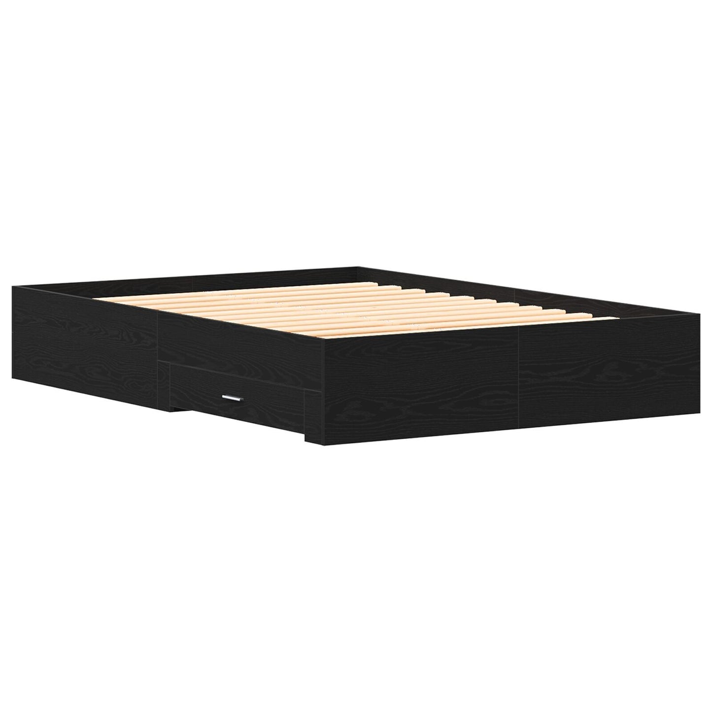 Sengestamme med skuff Svart Eik 160 x 200 cm Konstruert tre