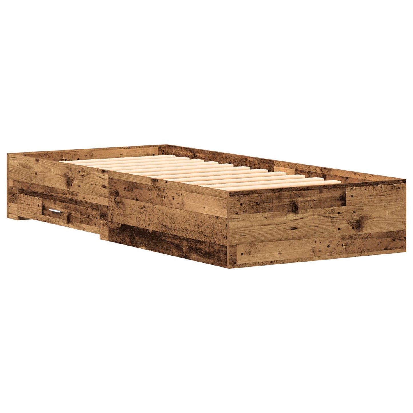 Sengestamme med skuff Gamle tre 90 x 190 cm Konstruert tre