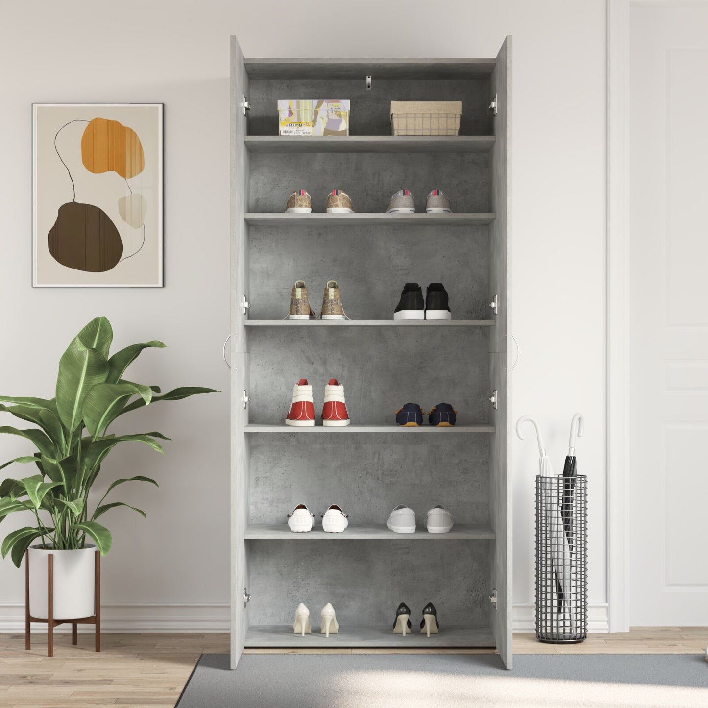 Sko Skap med hylle Grå 80 x 35,5 x 180 cm Konstruert tre
