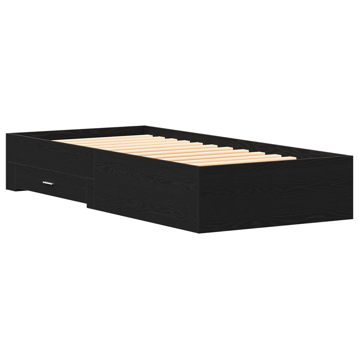 Sengestamme med skuff Svart Eik 100 x 200 cm Konstruert tre